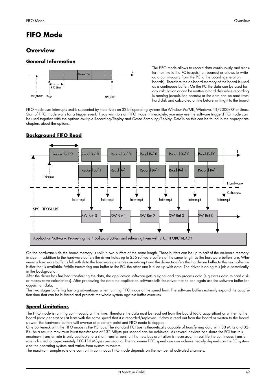 Fifo mode, Overview, General information | Background fifo read, Speed limitations | Spectrum Brands MI.20xx User Manual | Page 49 / 96