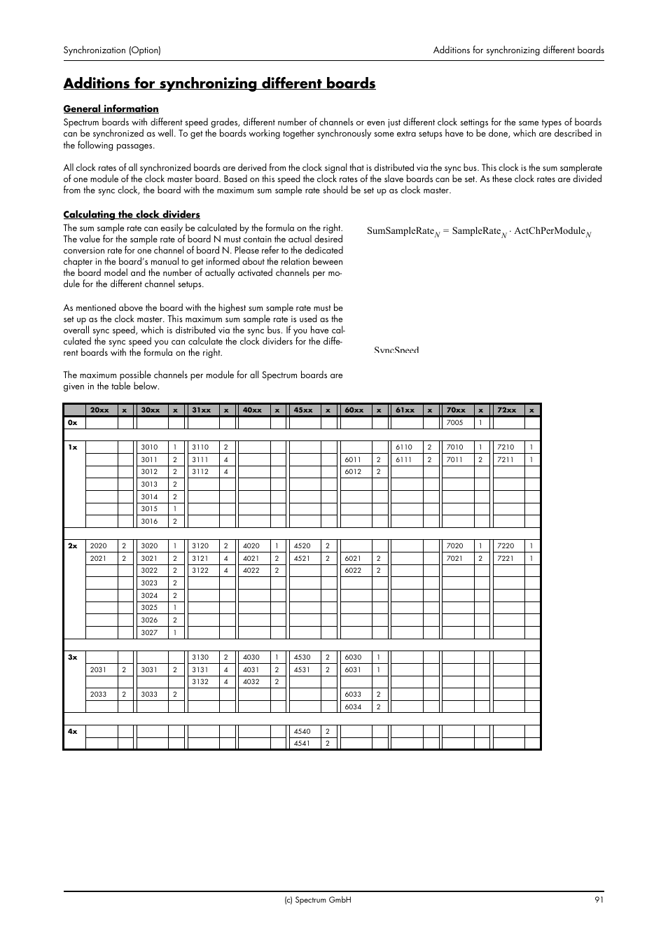 Additions for synchronizing different boards, Sumsamplerate, Samplerate | Actchpermodule, Syncspeed | Spectrum Brands MI.20xx User Manual | Page 91 / 96