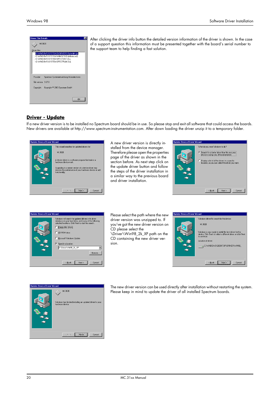 Driver - update | Spectrum Brands MC.31XX User Manual | Page 20 / 102