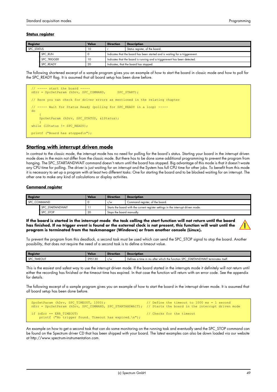 Starting with interrupt driven mode | Spectrum Brands MC.31XX User Manual | Page 49 / 102