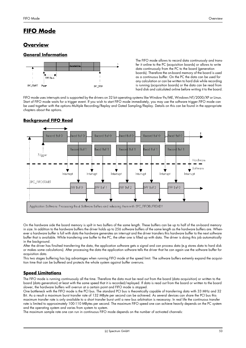 Fifo mode, Overview, General information | Background fifo read, Speed limitations | Spectrum Brands MC.31XX User Manual | Page 53 / 102