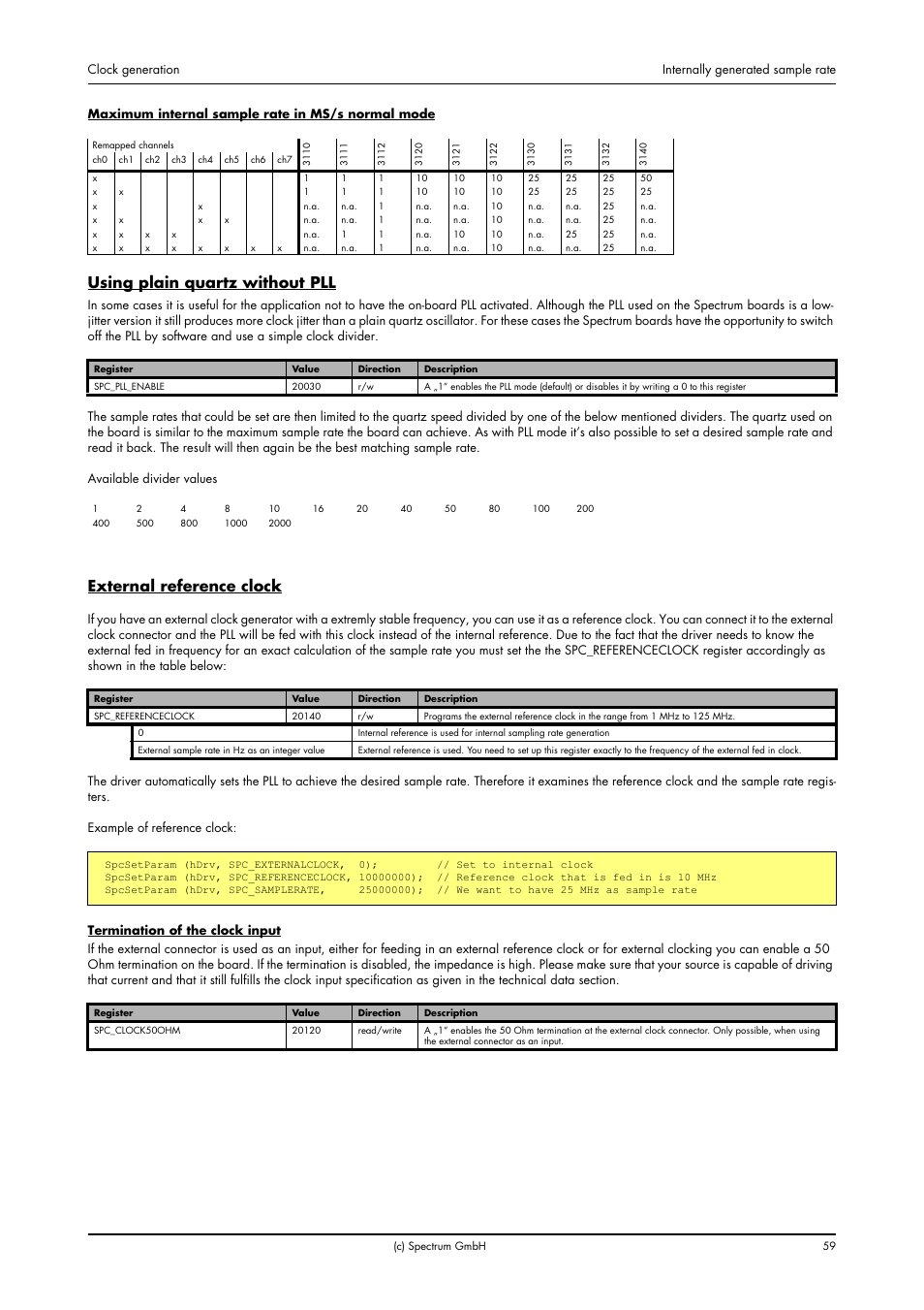 Using plain quartz without pll, External reference clock | Spectrum Brands MC.31XX User Manual | Page 59 / 102