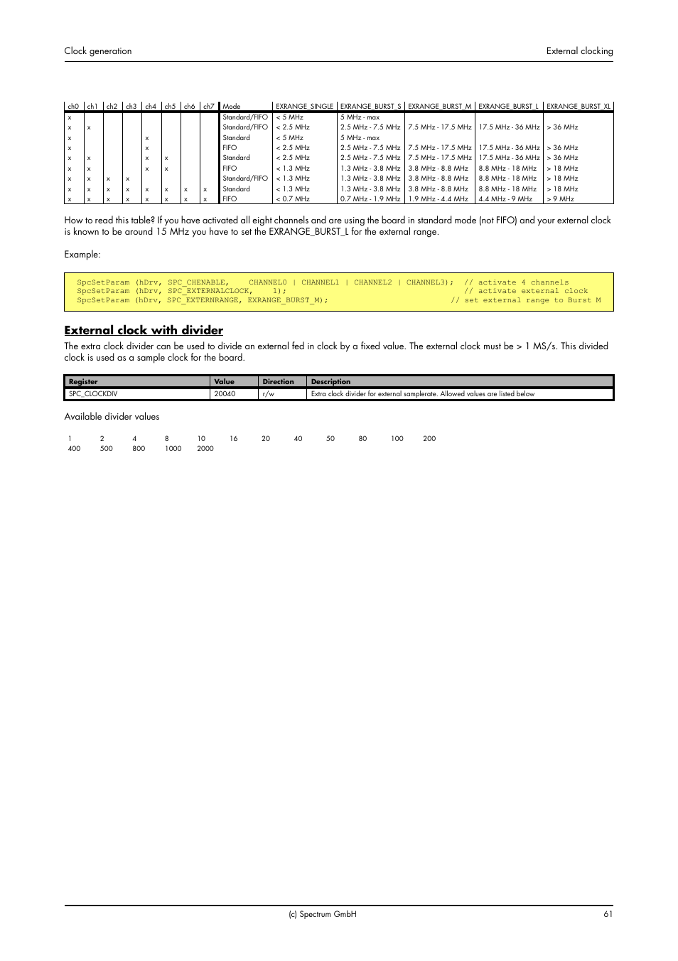 External clock with divider | Spectrum Brands MC.31XX User Manual | Page 61 / 102