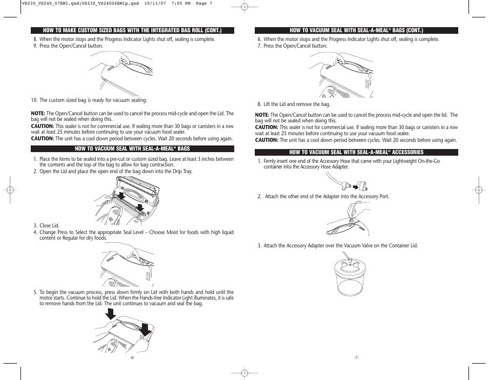 Seal-a-Meal VS240 User Manual | Page 4 / 7