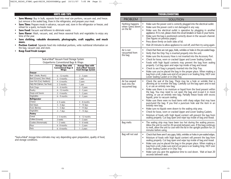 Seal-a-Meal VS240 User Manual | Page 6 / 7