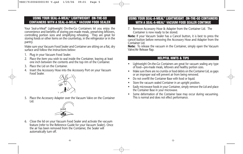 Seal-a-Meal VSDC-24 User Manual | Page 3 / 4