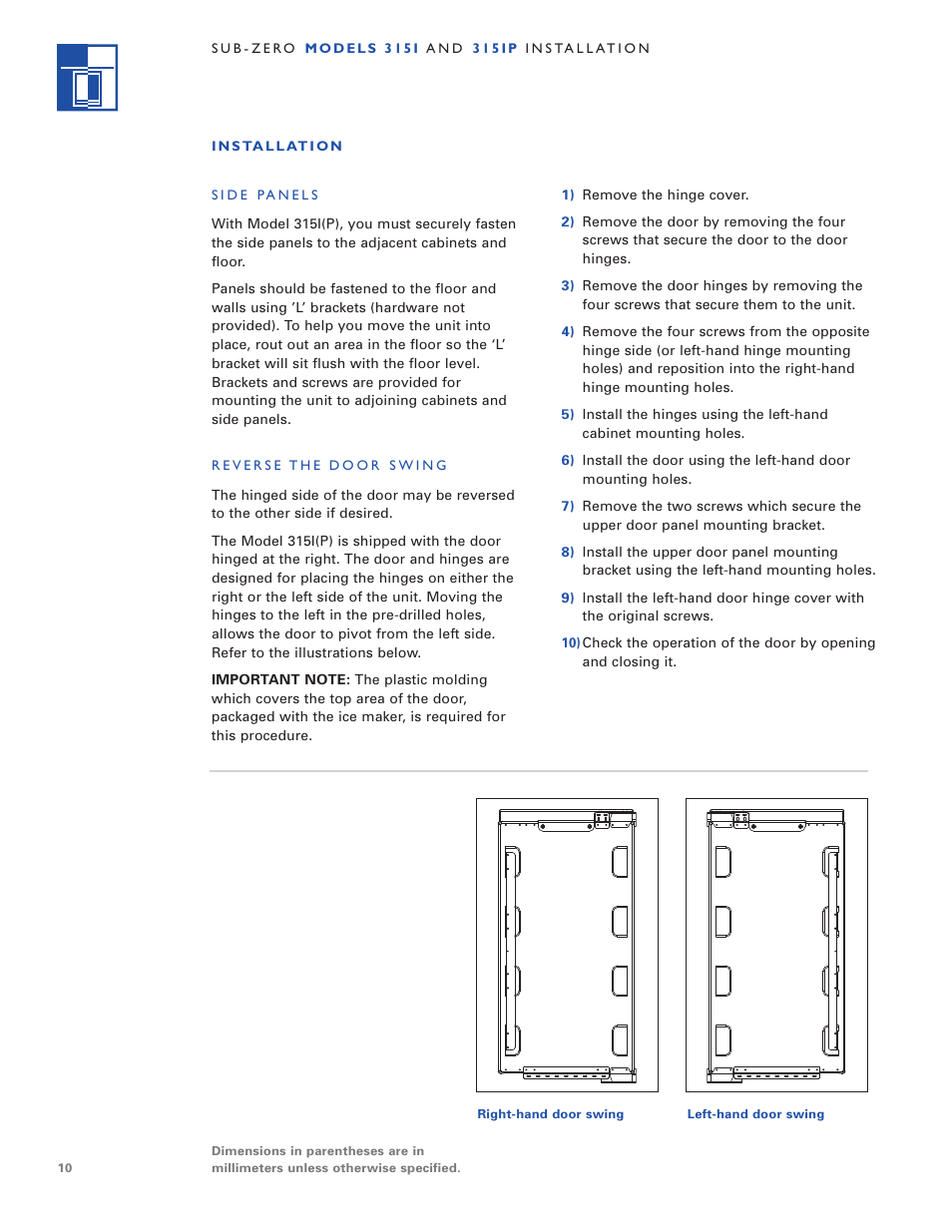 Sub-Zero 3 1 5 I User Manual | Page 10 / 24