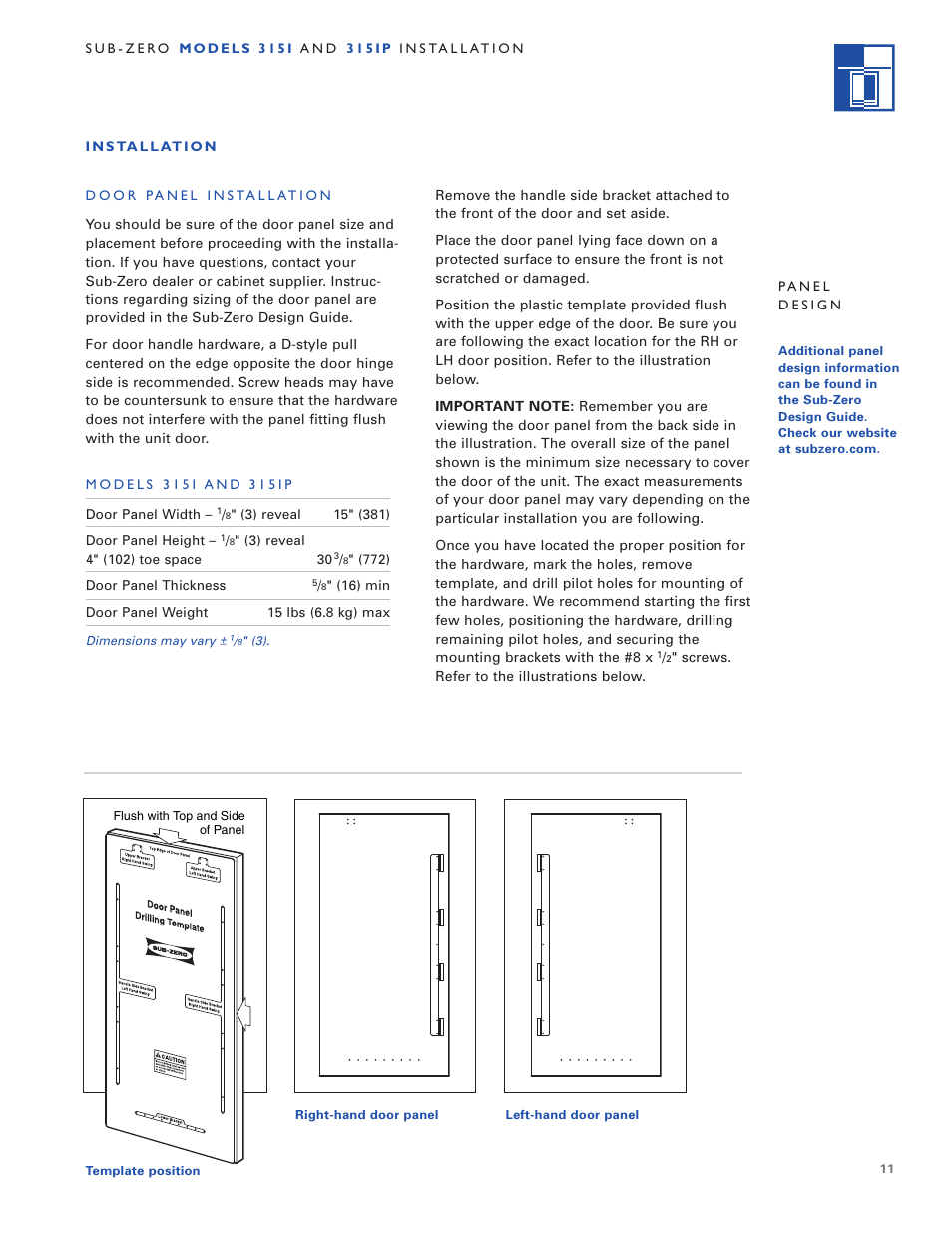 Sub-Zero 3 1 5 I User Manual | Page 11 / 24