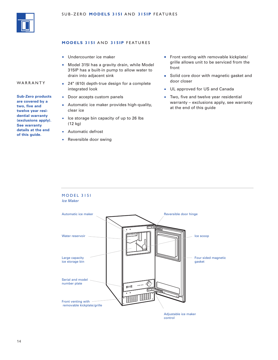 Sub-Zero 3 1 5 I User Manual | Page 14 / 24