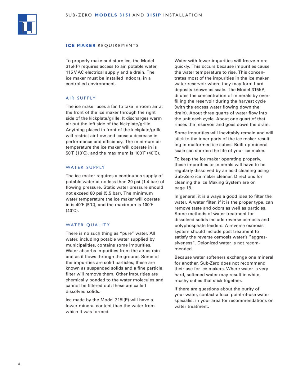 Sub-Zero 3 1 5 I User Manual | Page 4 / 24