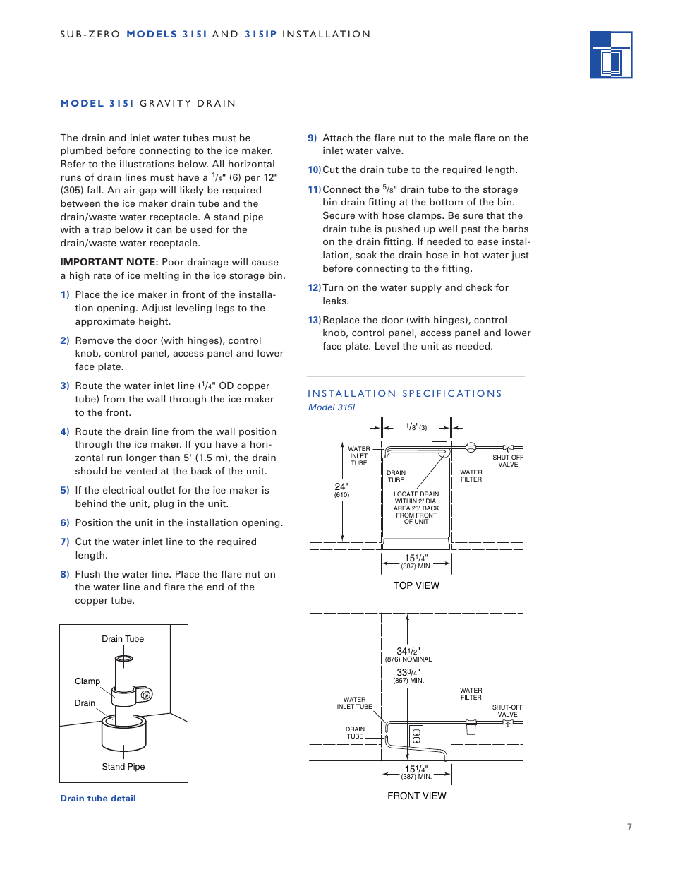 Sub-Zero 3 1 5 I User Manual | Page 7 / 24