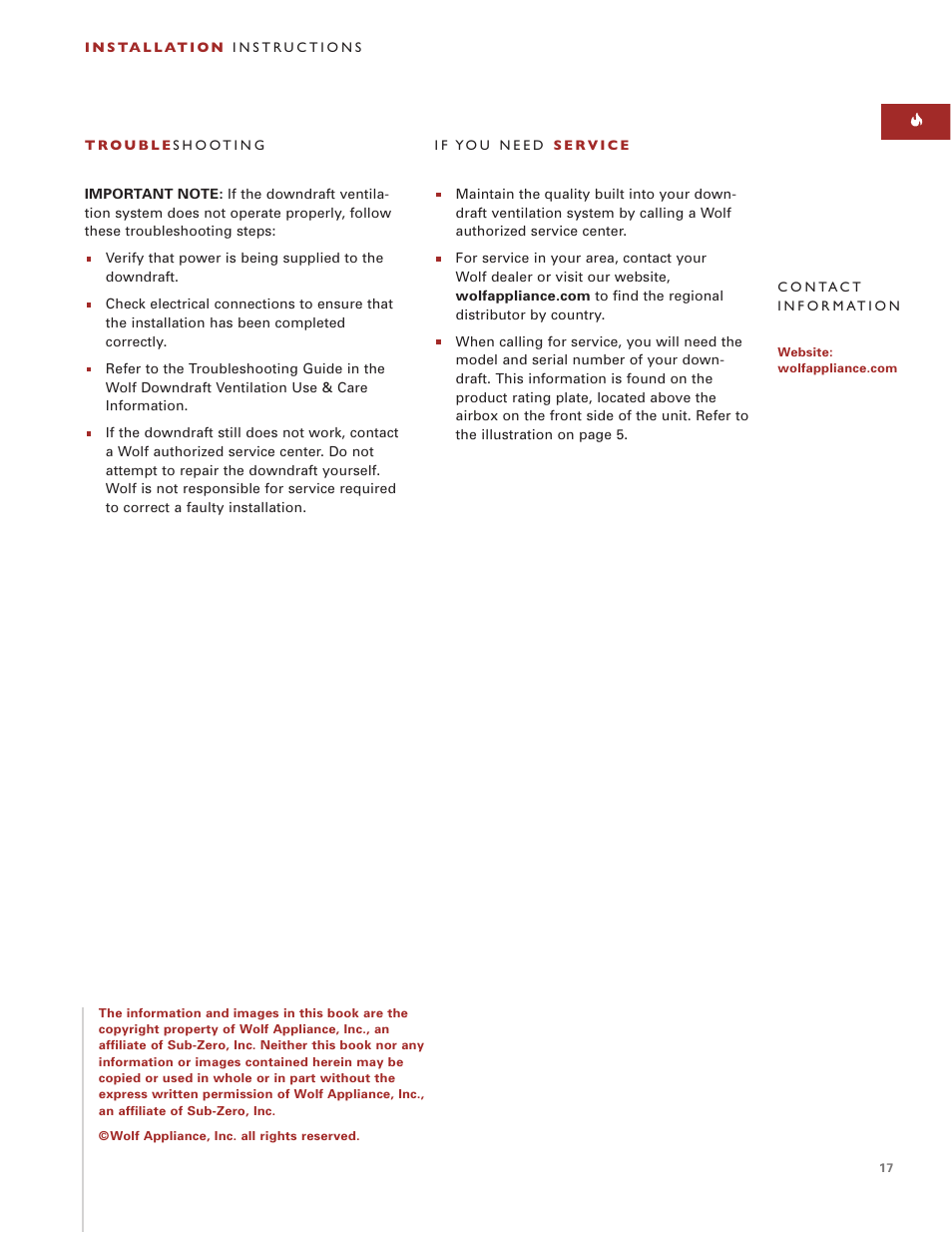 Sub-Zero Downdraft Ventilation User Manual | Page 17 / 74