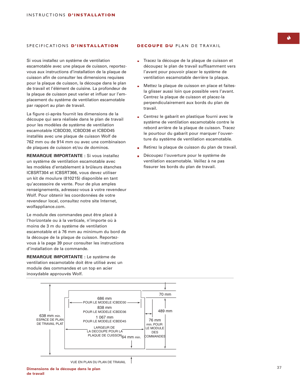 Sub-Zero Downdraft Ventilation User Manual | Page 37 / 74