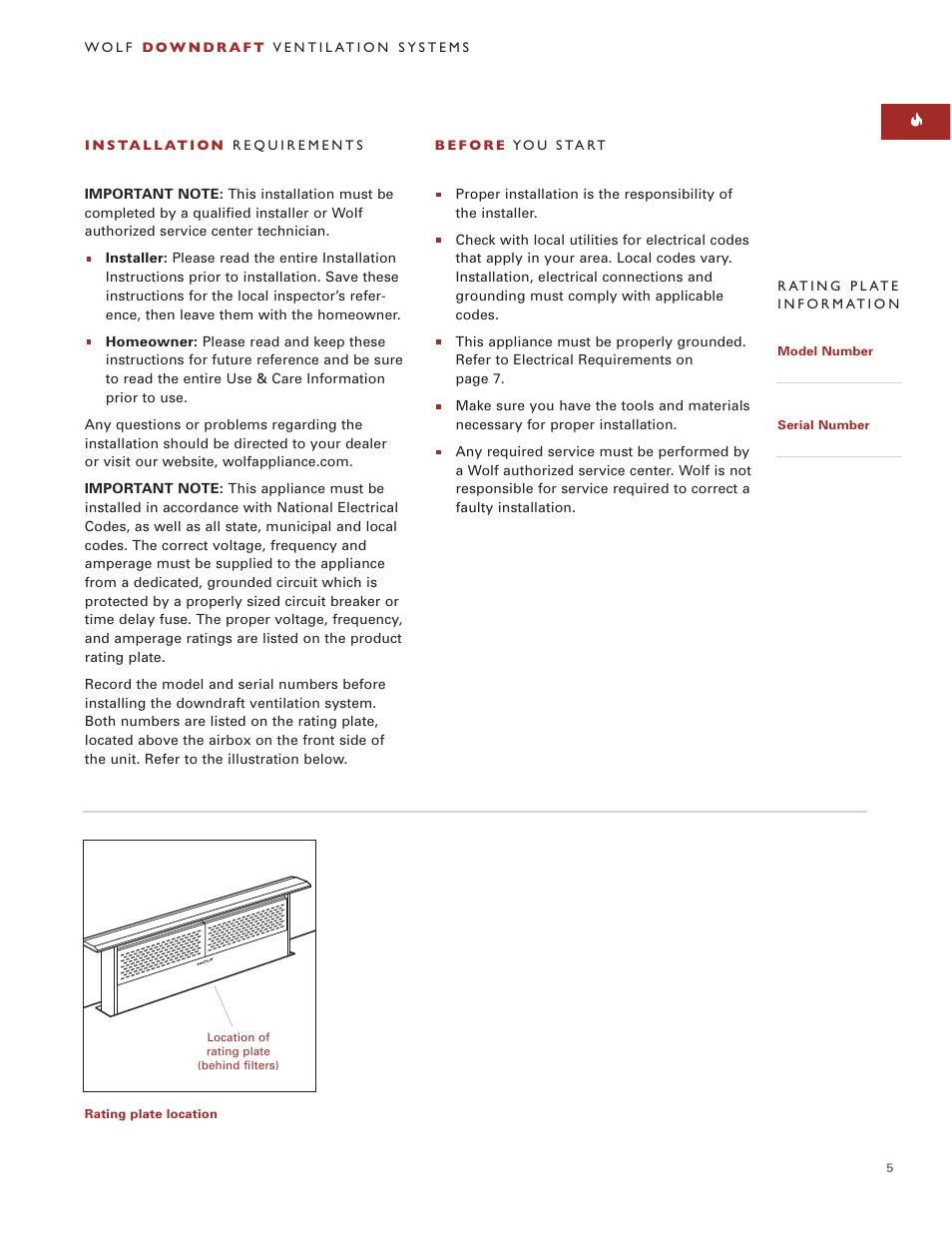 Sub-Zero Downdraft Ventilation User Manual | Page 5 / 74