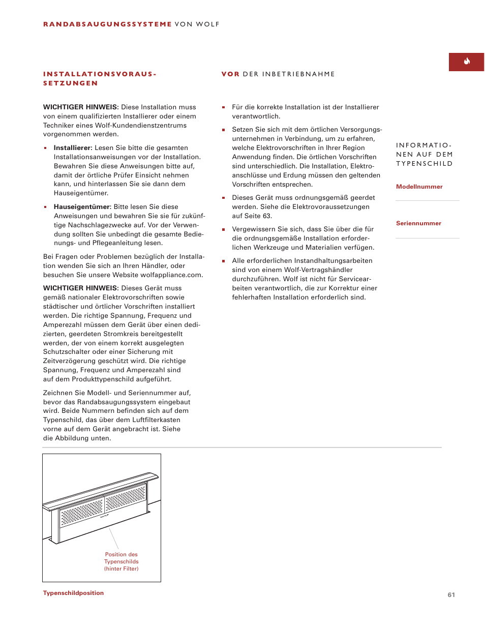 Sub-Zero Downdraft Ventilation User Manual | Page 61 / 74