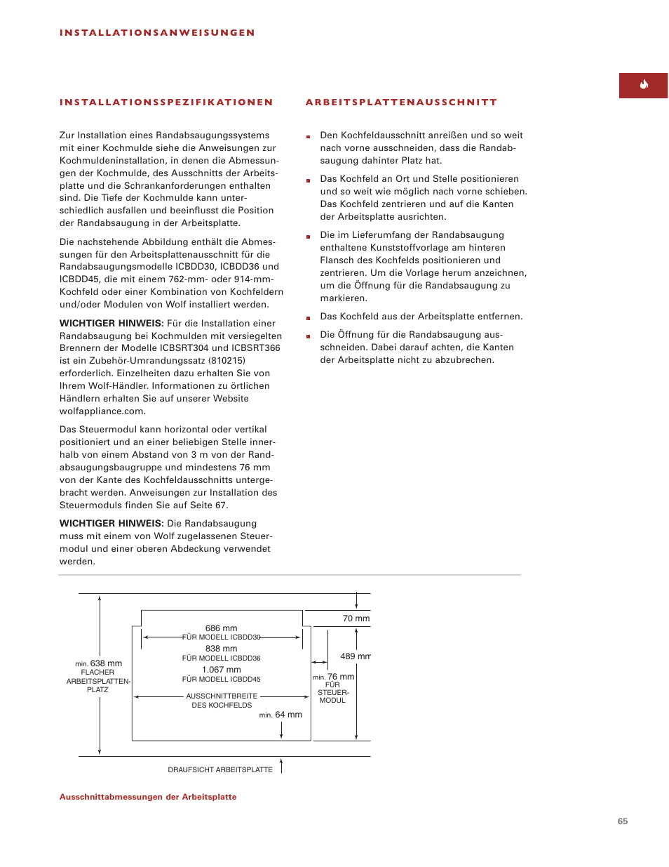 Sub-Zero Downdraft Ventilation User Manual | Page 65 / 74