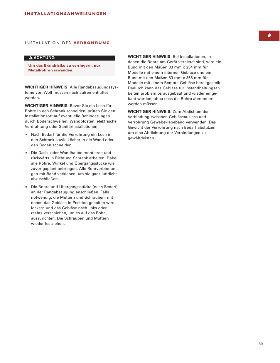 Sub-Zero Downdraft Ventilation User Manual | Page 69 / 74