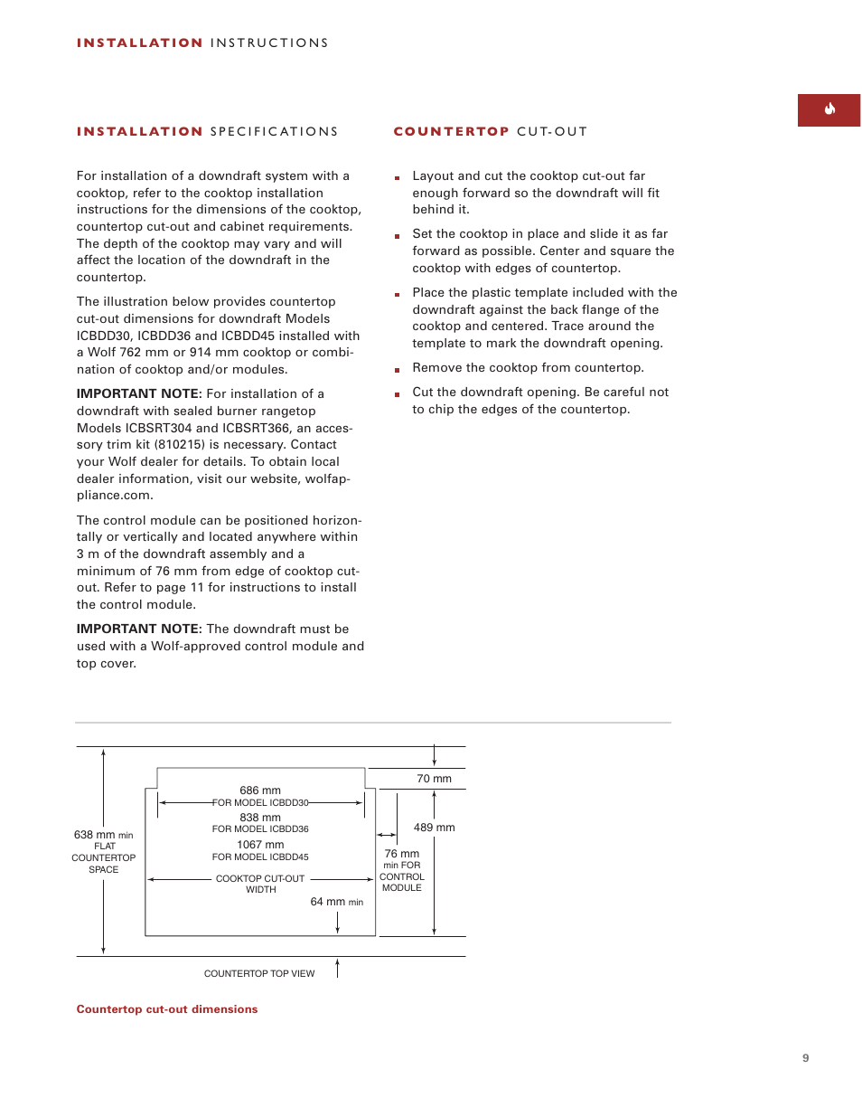 Sub-Zero Downdraft Ventilation User Manual | Page 9 / 74