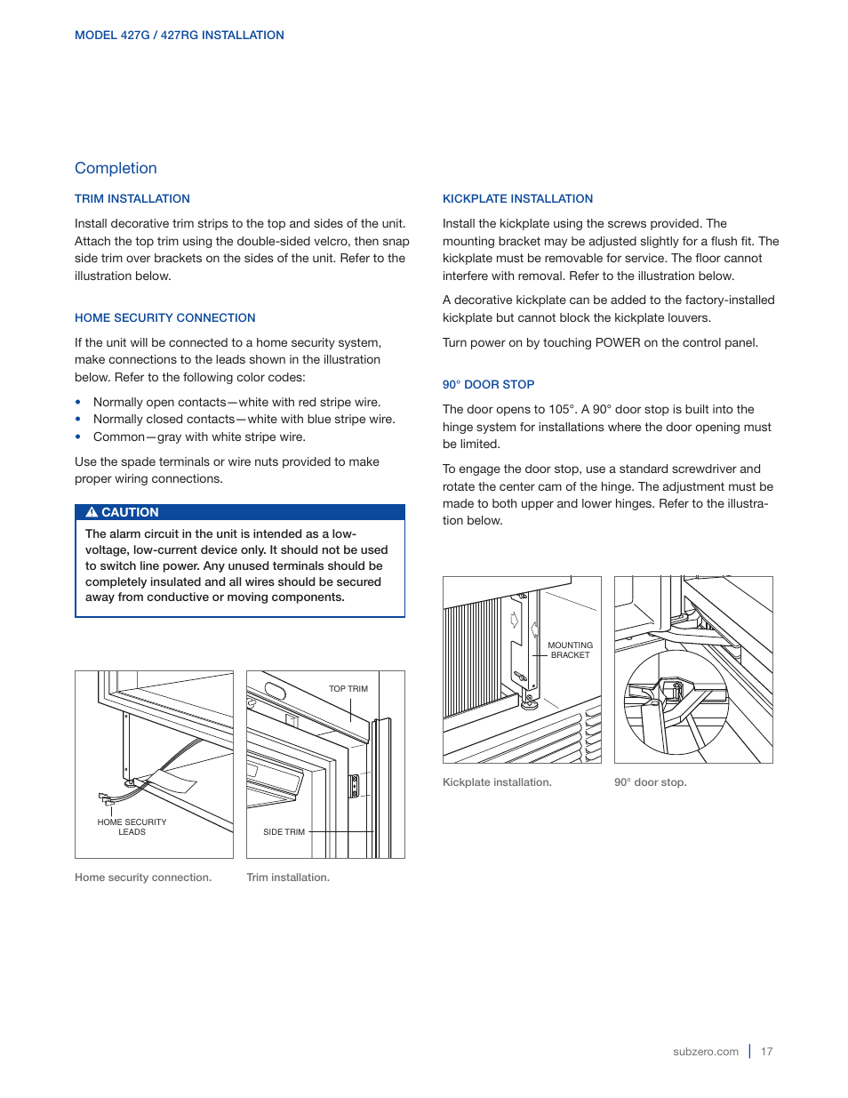 Completion | Sub-Zero 427G User Manual | Page 17 / 32