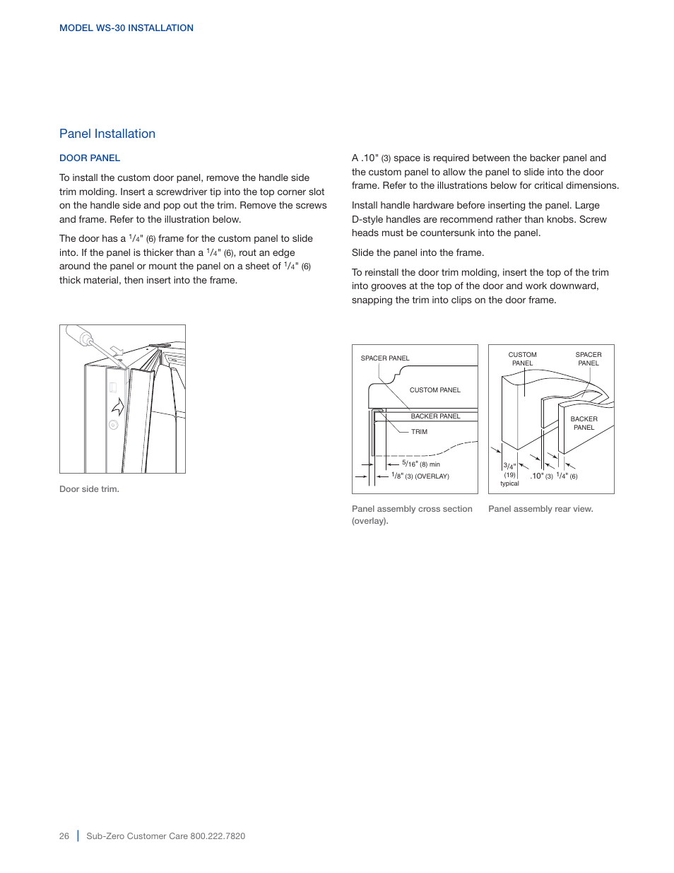 Panel installation | Sub-Zero 427G User Manual | Page 26 / 32