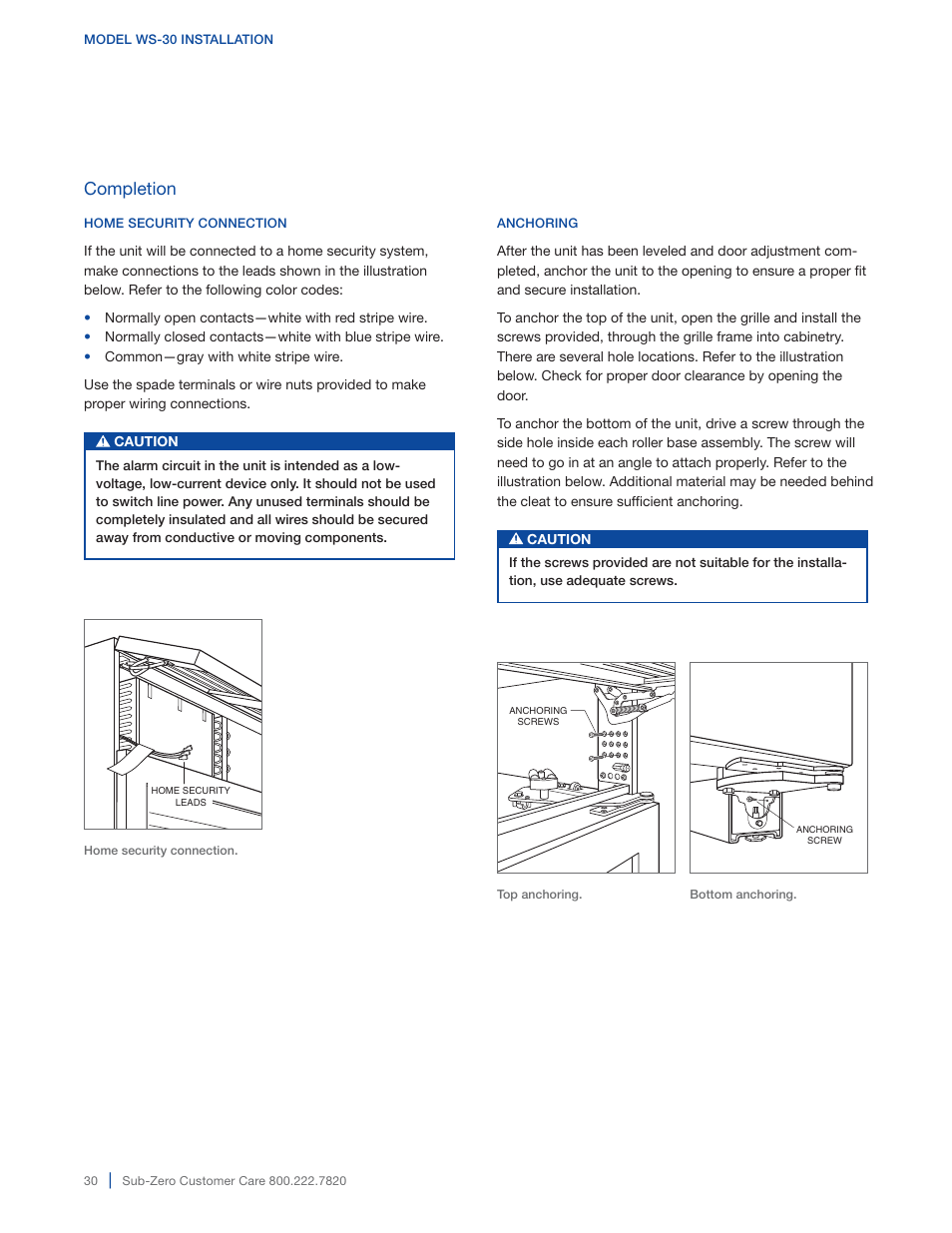 Completion | Sub-Zero 427G User Manual | Page 30 / 32