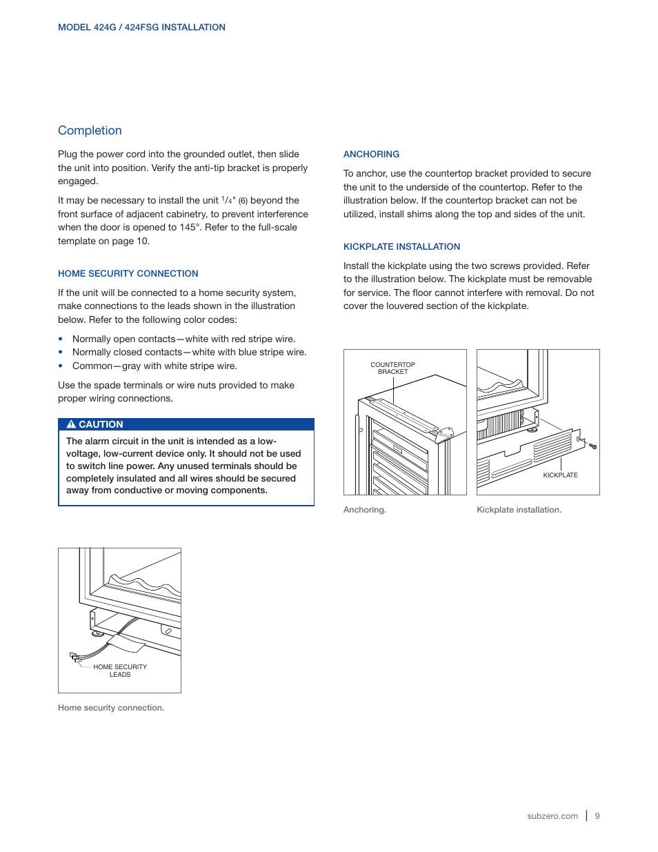 Completion | Sub-Zero 427G User Manual | Page 9 / 32
