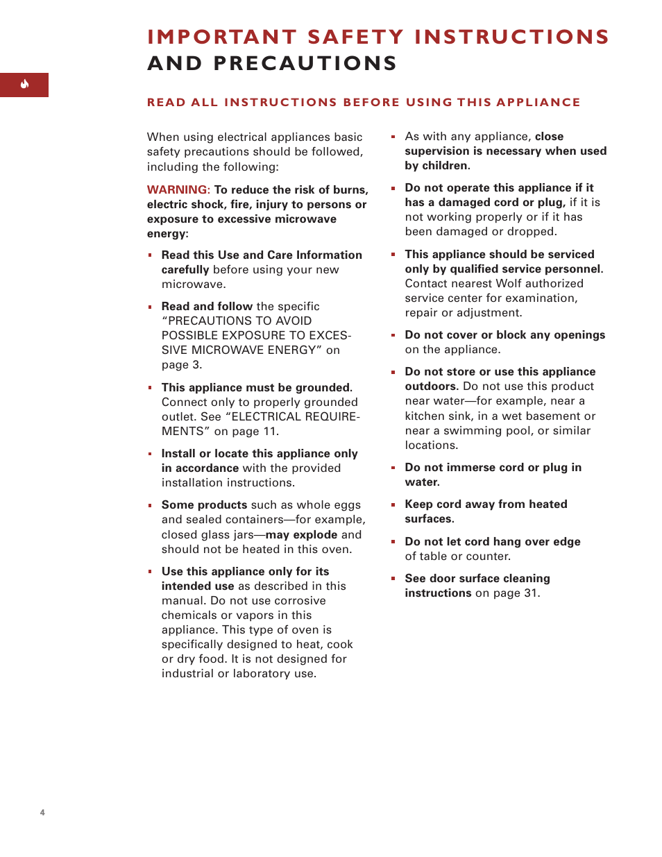 Sub-Zero Convection Microwave Oven User Manual | Page 4 / 36