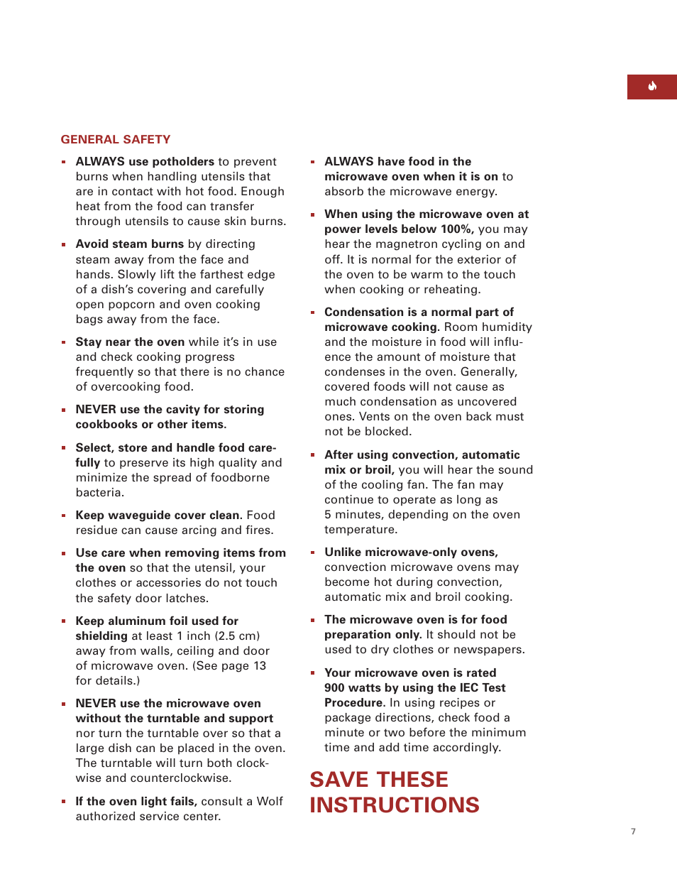 Save these instructions | Sub-Zero Convection Microwave Oven User Manual | Page 7 / 36