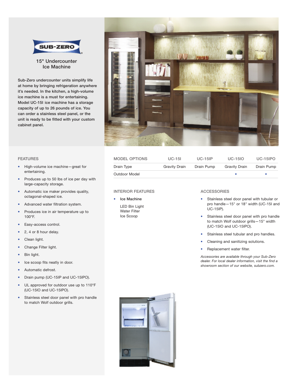 Sub-Zero UC-15IPO User Manual | 2 pages