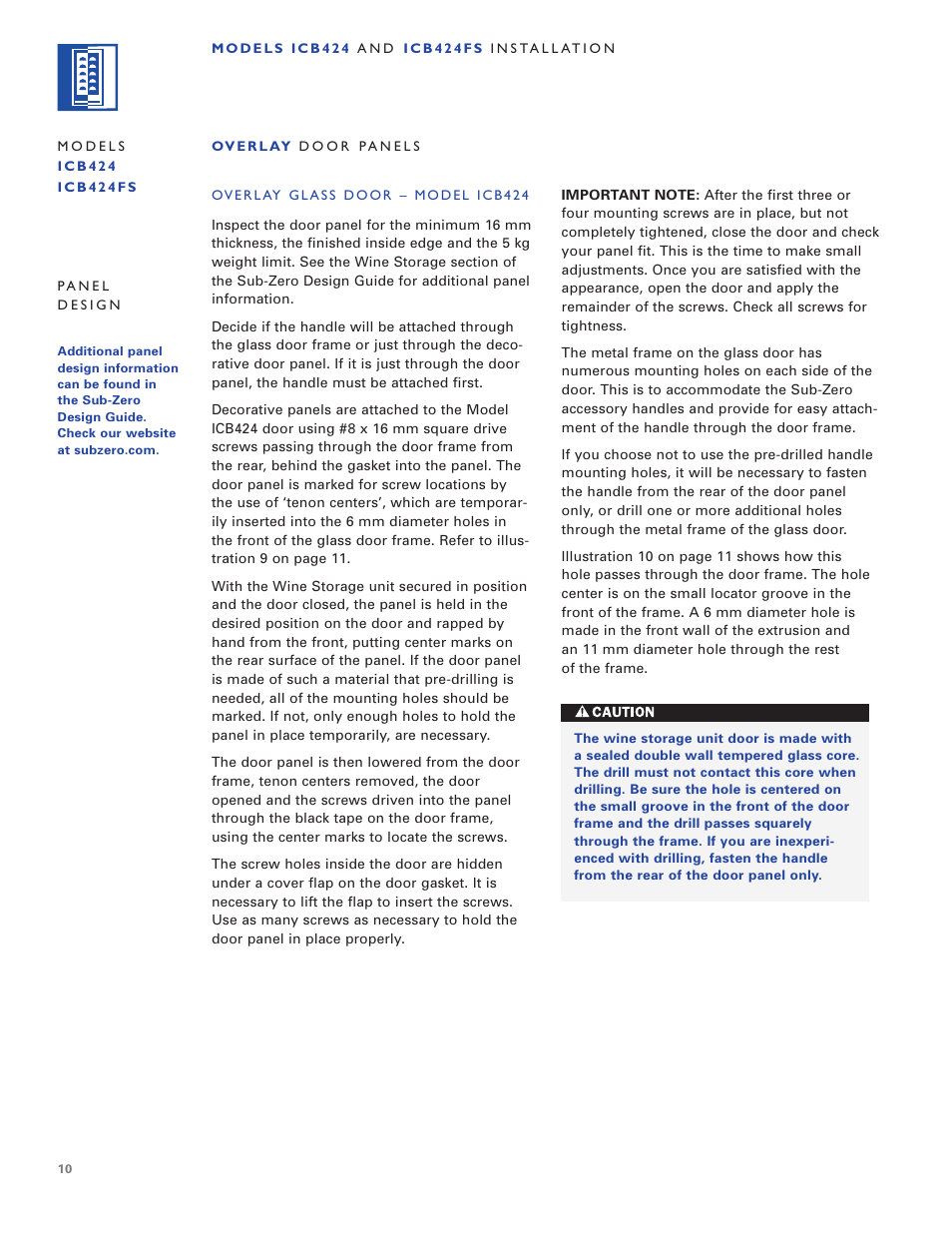 Sub-Zero ICB424 User Manual | Page 10 / 172