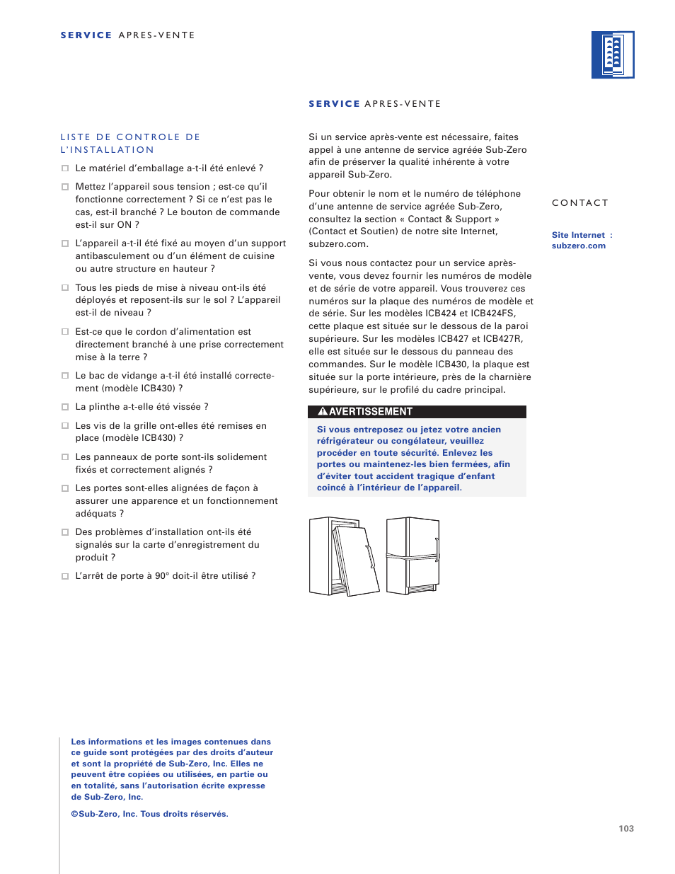 Sub-Zero ICB424 User Manual | Page 103 / 172