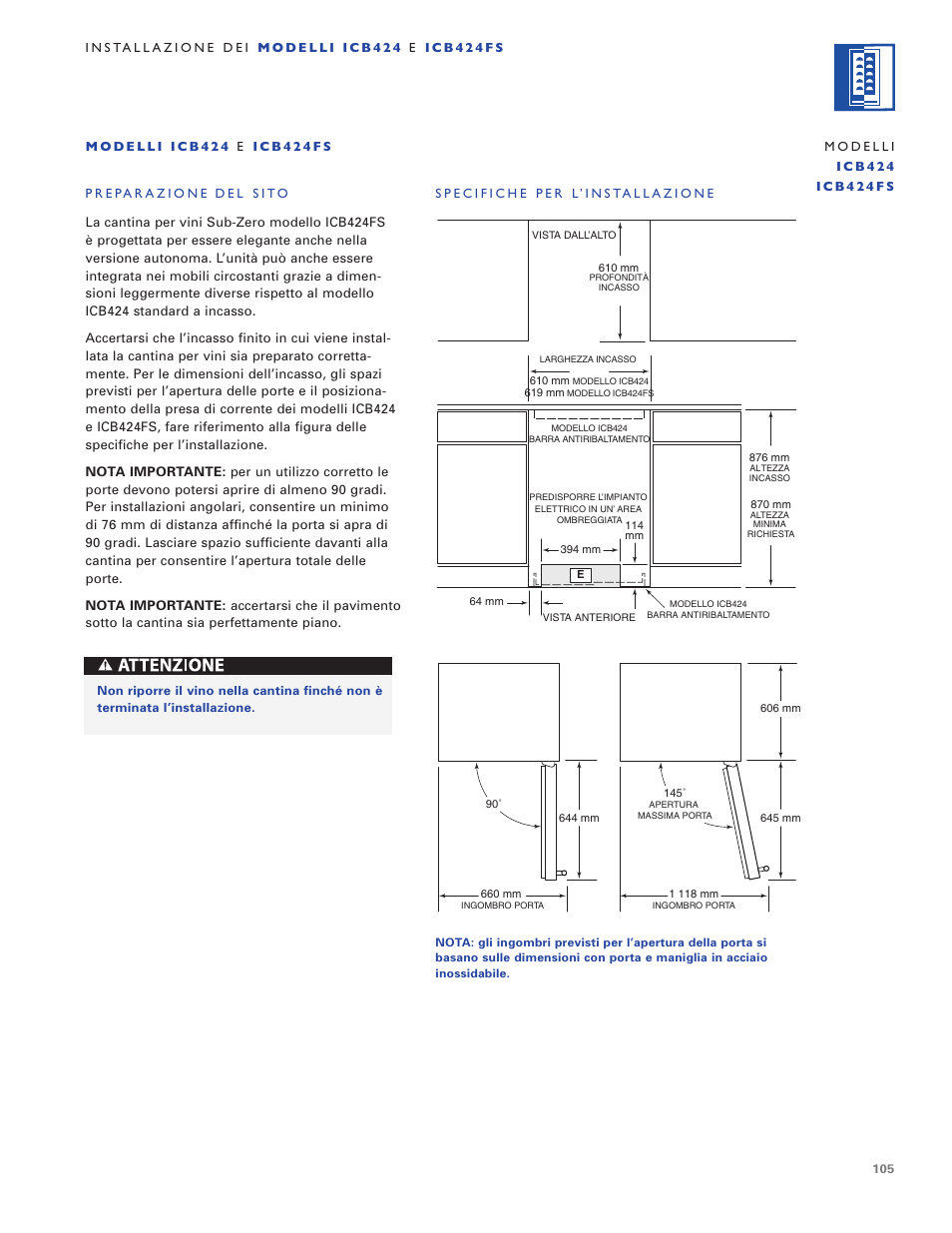 Sub-Zero ICB424 User Manual | Page 105 / 172