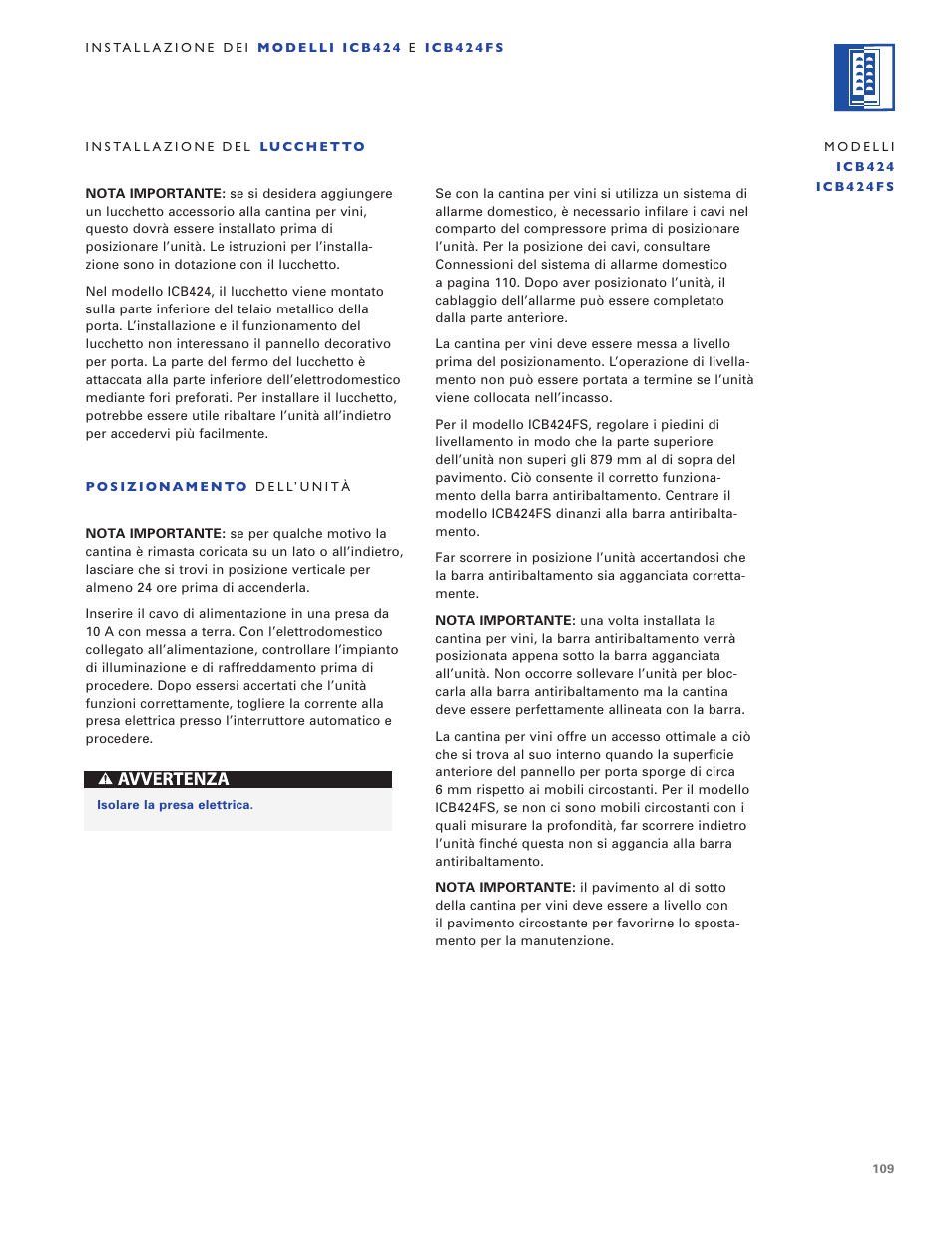 Sub-Zero ICB424 User Manual | Page 109 / 172