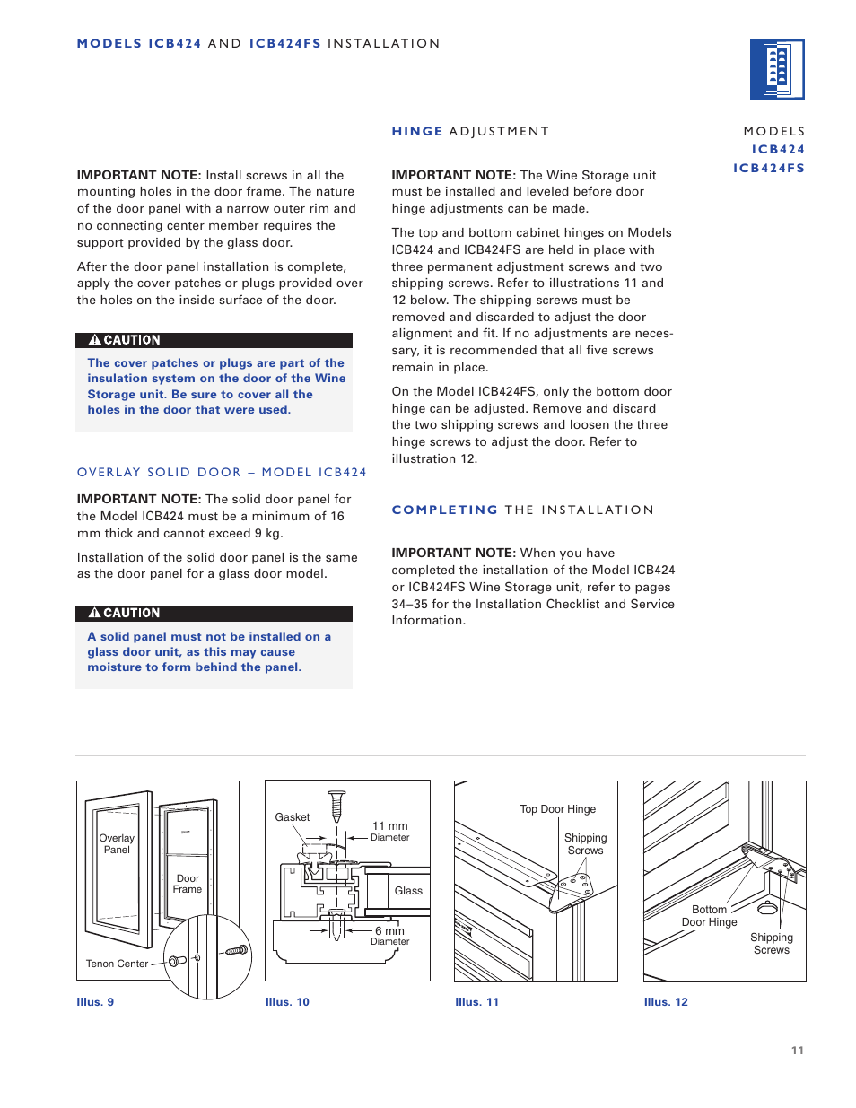 Sub-Zero ICB424 User Manual | Page 11 / 172