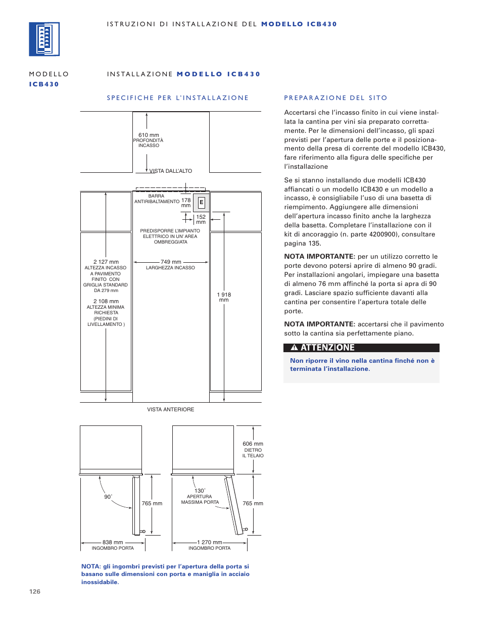 Sub-Zero ICB424 User Manual | Page 126 / 172