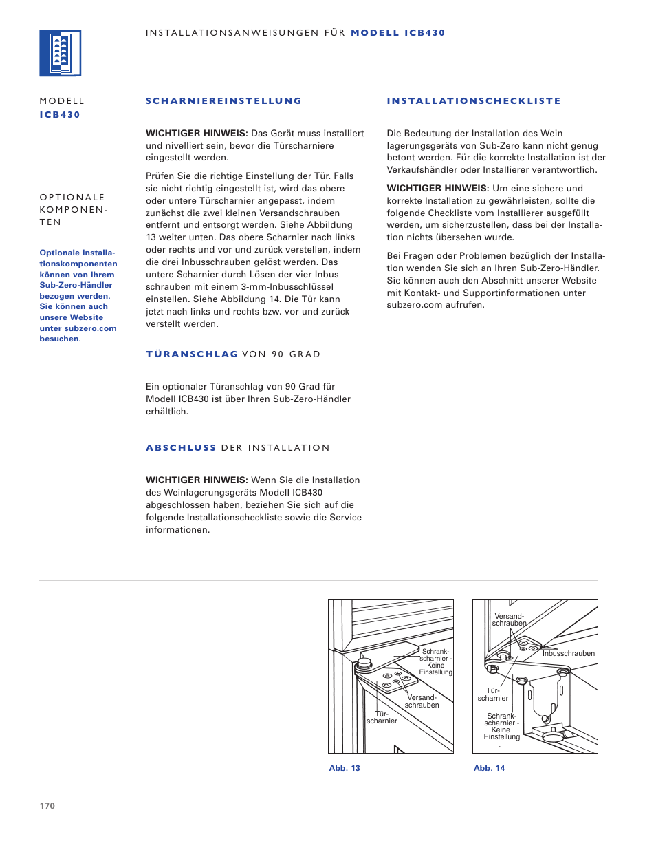 Sub-Zero ICB424 User Manual | Page 170 / 172