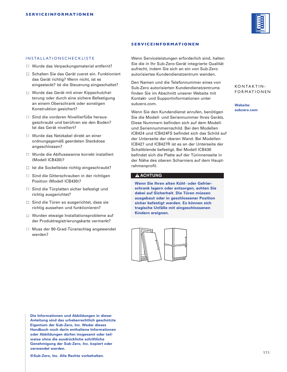 Sub-Zero ICB424 User Manual | Page 171 / 172