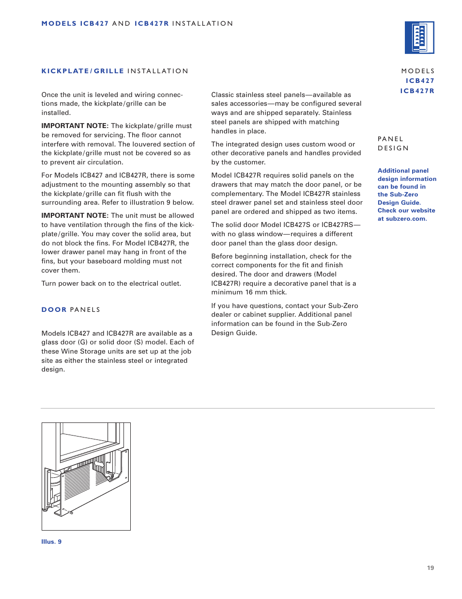 Sub-Zero ICB424 User Manual | Page 19 / 172