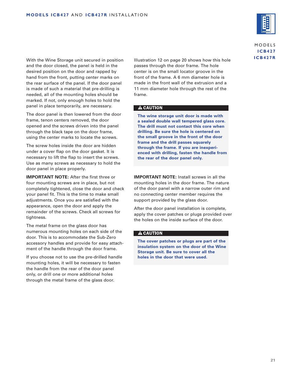 Sub-Zero ICB424 User Manual | Page 21 / 172