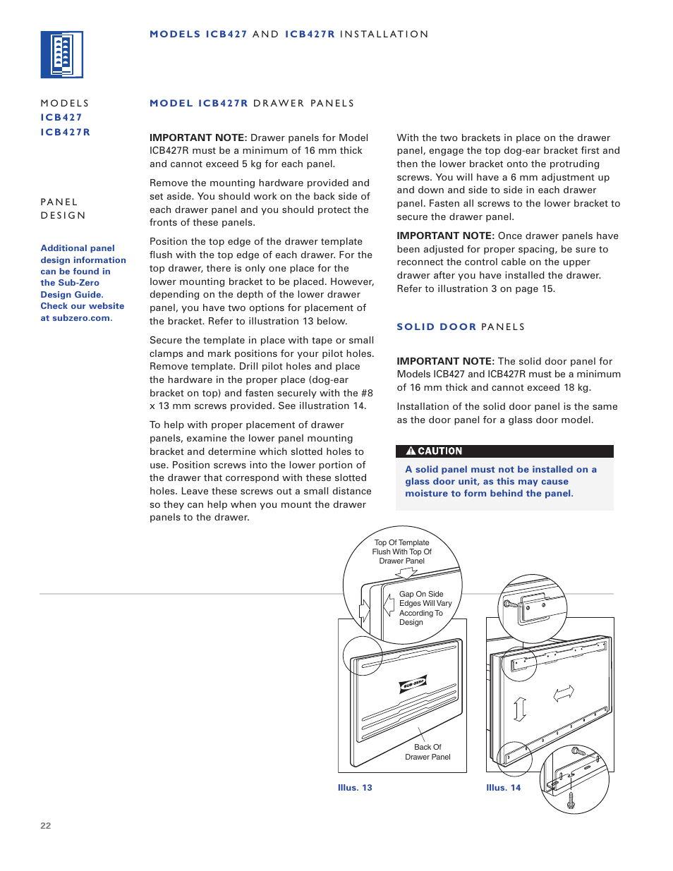 Sub-Zero ICB424 User Manual | Page 22 / 172