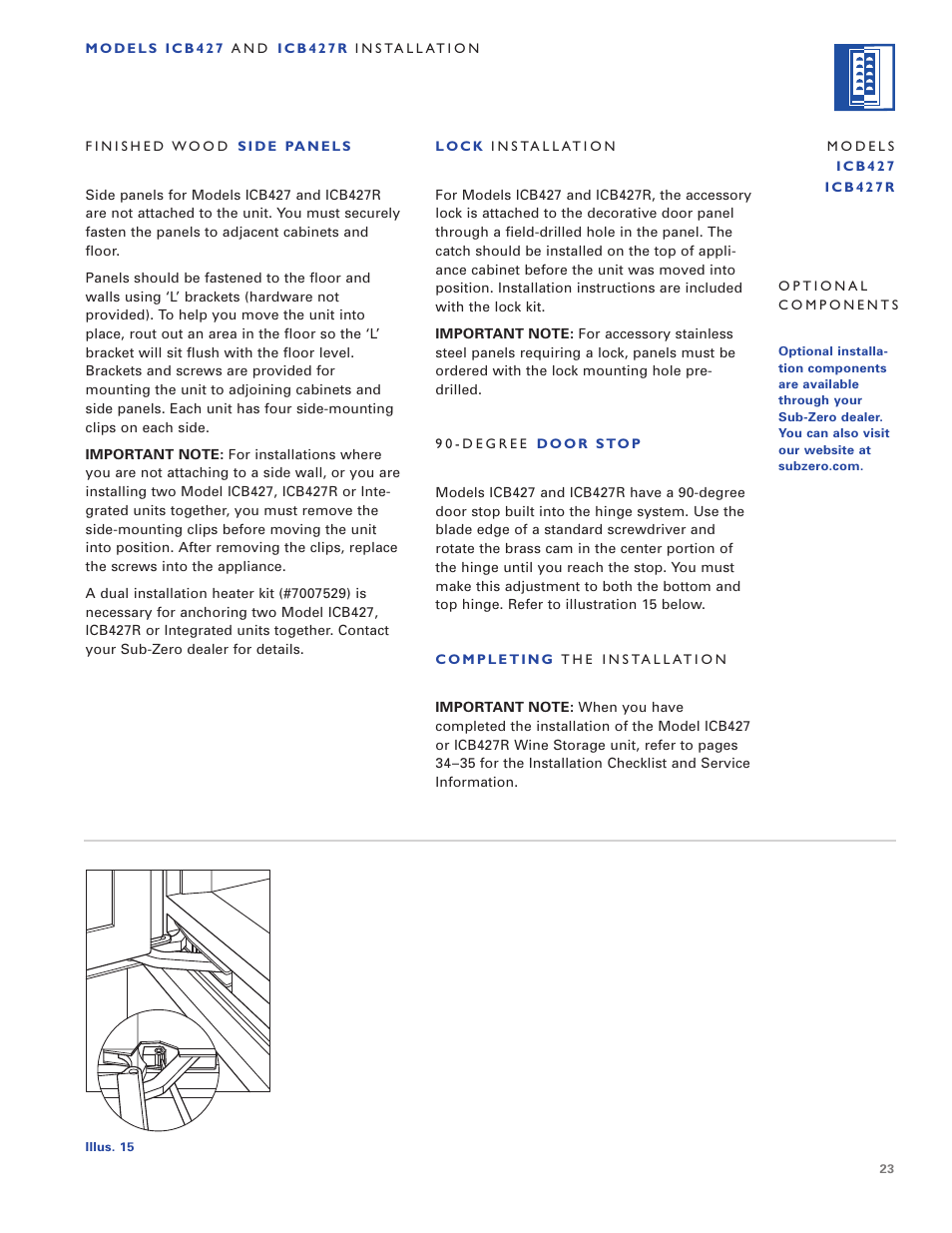 Sub-Zero ICB424 User Manual | Page 23 / 172