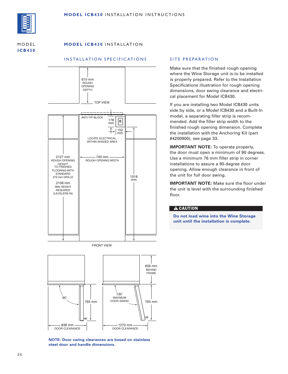 Sub-Zero ICB424 User Manual | Page 24 / 172