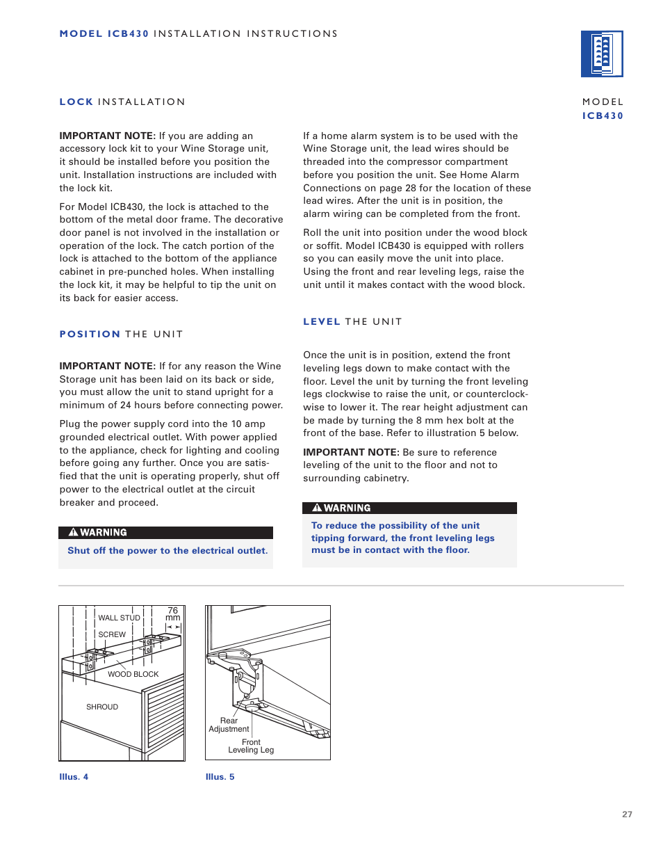 Sub-Zero ICB424 User Manual | Page 27 / 172