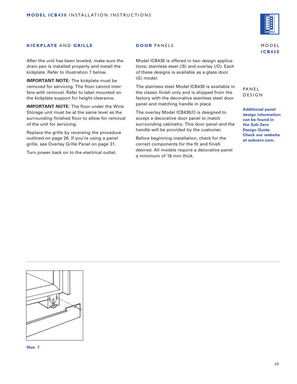 Sub-Zero ICB424 User Manual | Page 29 / 172