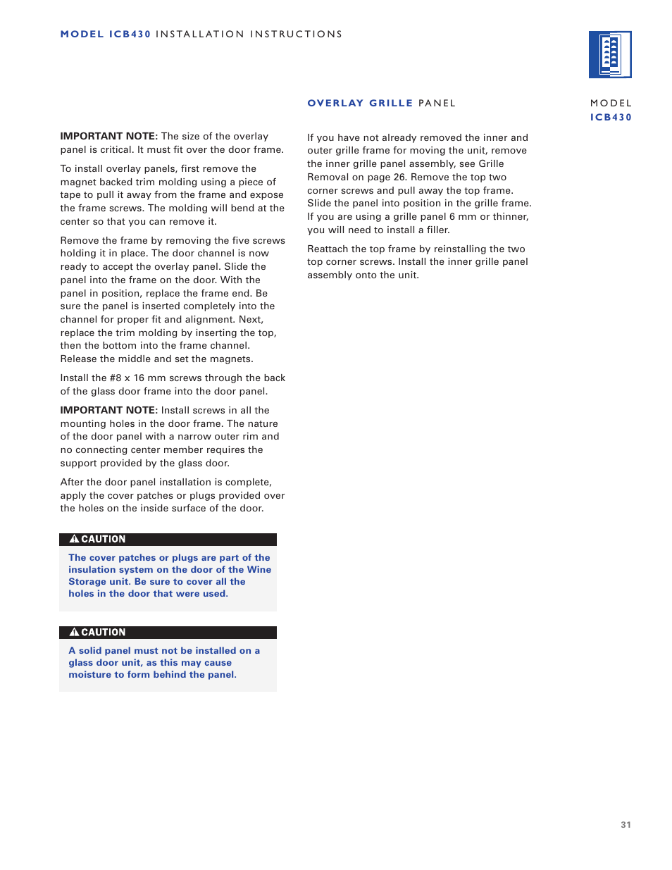 Sub-Zero ICB424 User Manual | Page 31 / 172