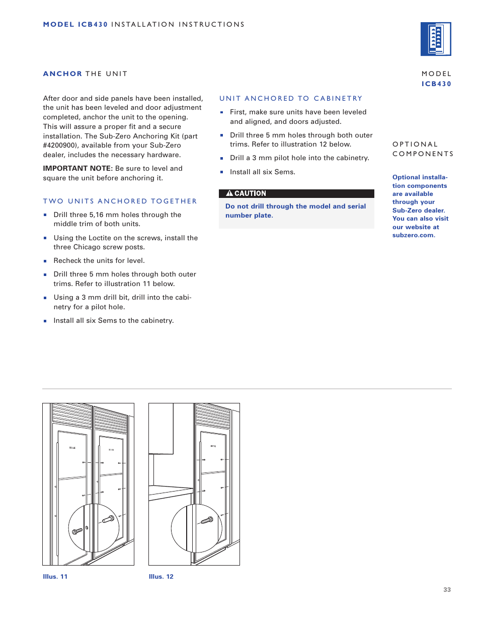 Sub-Zero ICB424 User Manual | Page 33 / 172