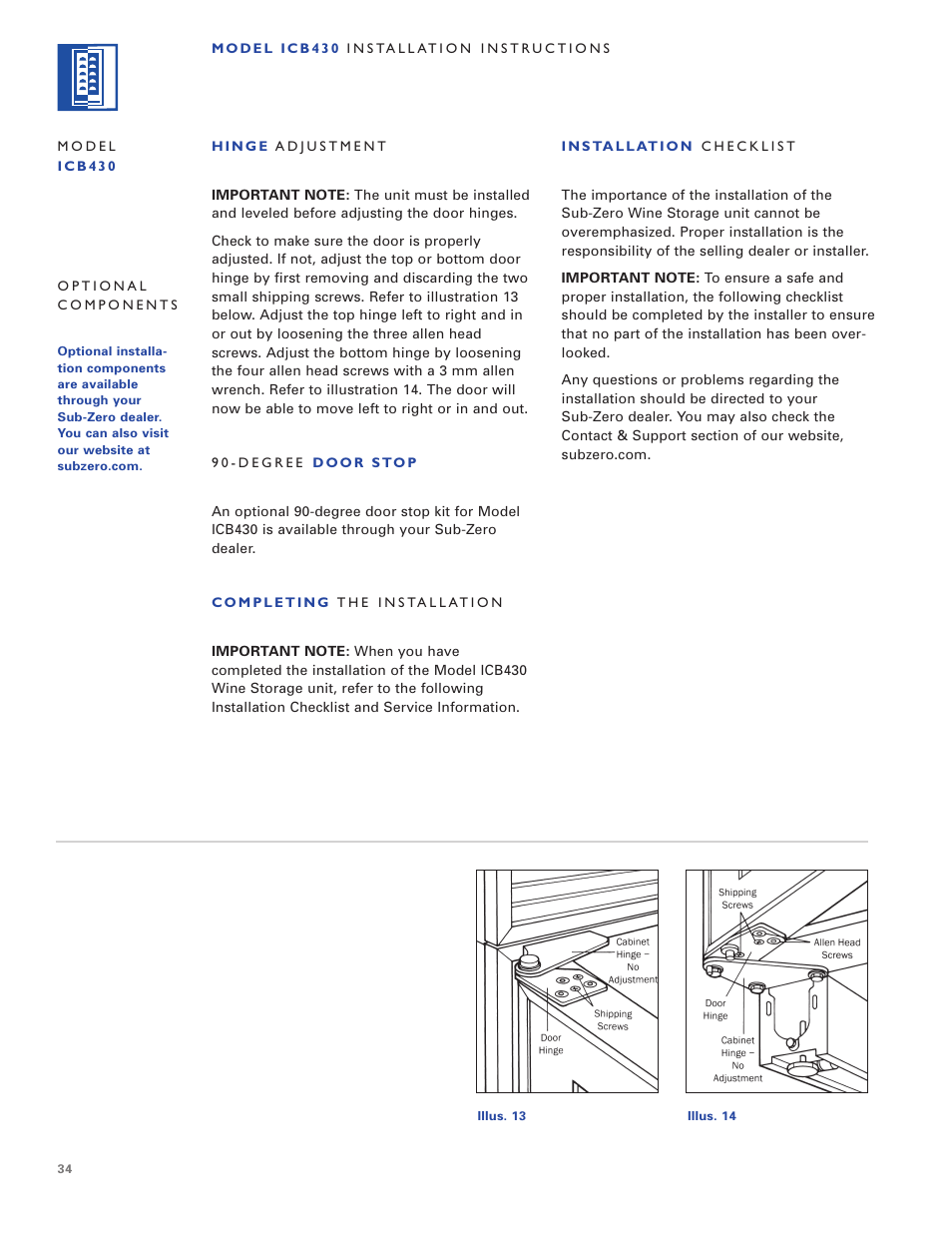 Sub-Zero ICB424 User Manual | Page 34 / 172
