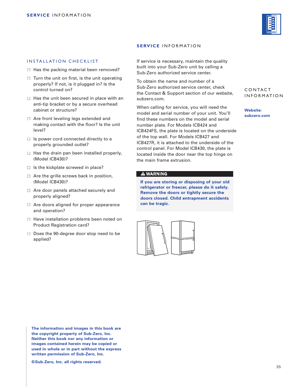 Sub-Zero ICB424 User Manual | Page 35 / 172