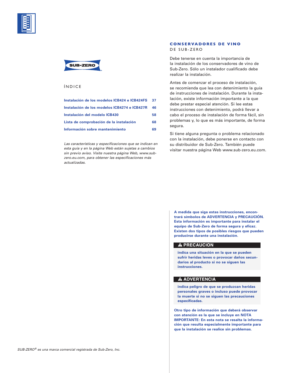 Sub-Zero ICB424 User Manual | Page 36 / 172