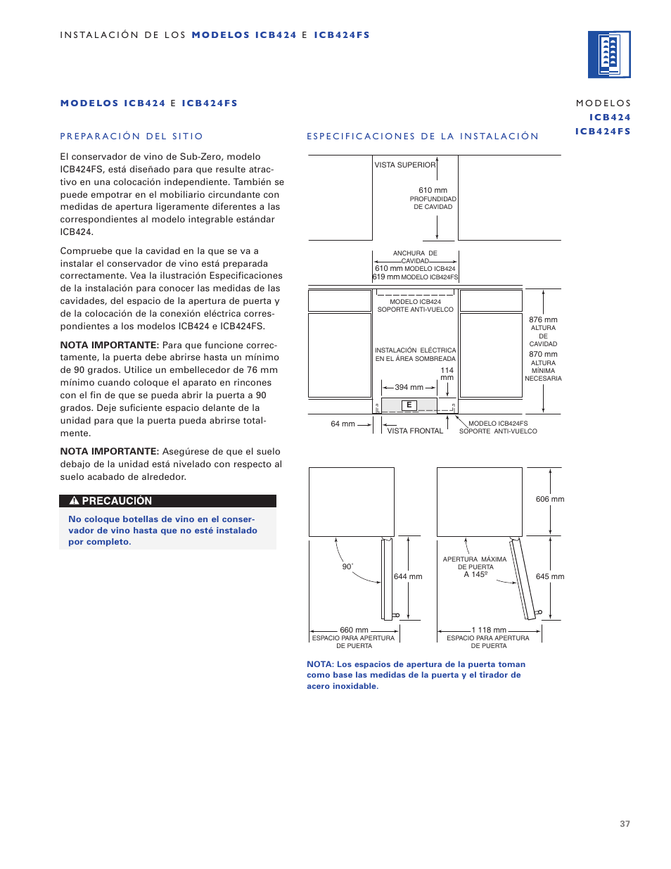 Sub-Zero ICB424 User Manual | Page 37 / 172